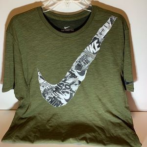 Nike Swoosh Tshirt Forest Green Athletic Tee Large